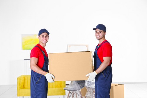 Professional van service staff following safe working practices