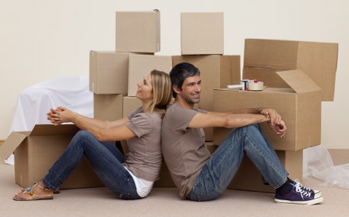 Packing and organising office items before relocation