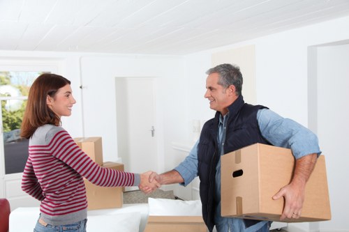 Packed boxes and furniture prepared for a local home move